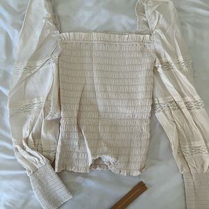 Reformation White Blouse with Elegant Lace Details